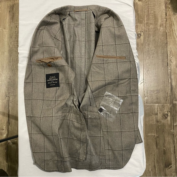 UNITED ARROWS men’s brown windowpane check flannel suit, JP 44 (US 34S) - Picture 16 of 16